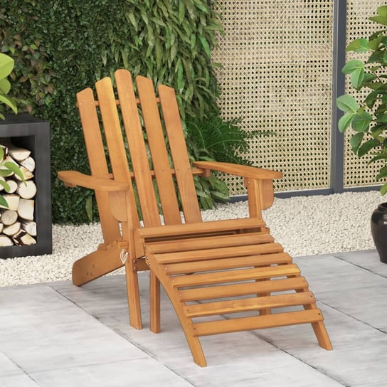 vidaXL Krzesło ogrodowe Adirondack z podnóżkiem, lite drewno akacjowe vidaXL