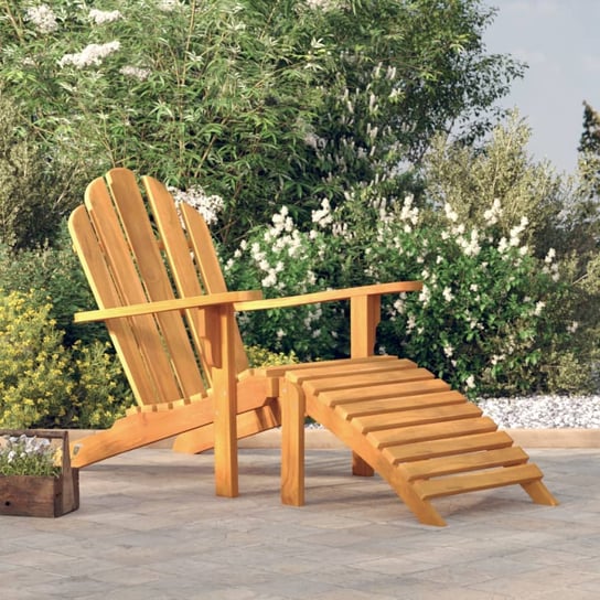 vidaXL Krzesło ogrodowe Adirondack z podnóżkiem, lite drewno tekowe vidaXL