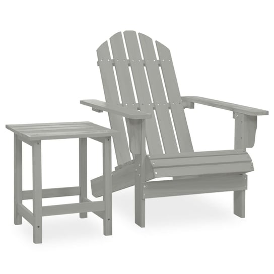 vidaXL Krzesło ogrodowe Adirondack ze stolikiem, drewno jodłowe, szare vidaXL
