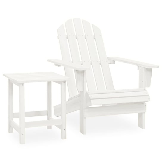vidaXL Krzesło ogrodowe Adirondack ze stolikiem, jodłowe, białe vidaXL