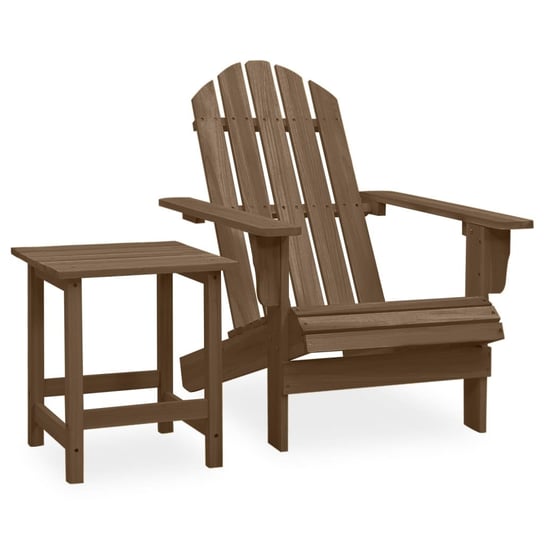 vidaXL Krzesło ogrodowe Adirondack ze stolikiem, jodłowe, brązowe vidaXL