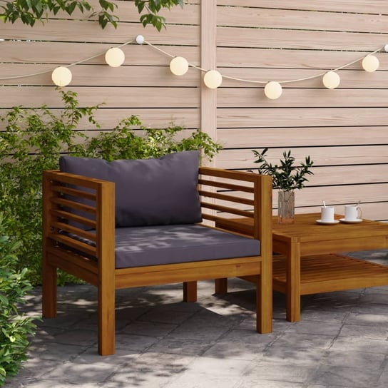 vidaXL Krzesło ogrodowe z ciemnoszarymi poduszkami, drewno akacjowe vidaXL