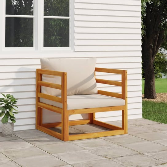 vidaXL Krzesło ogrodowe z jasnoszarymi poduszkami lite drewno akacjowe vidaXL