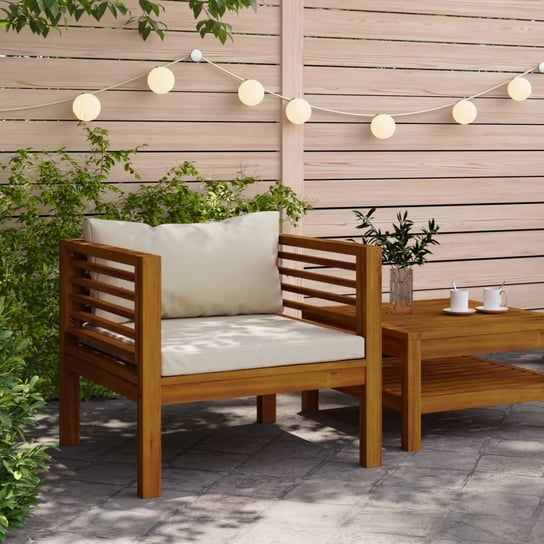 vidaXL Krzesło ogrodowe z kremowymi poduszkami, lite drewno akacjowe vidaXL