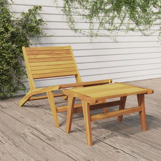 vidaXL Krzesło ogrodowe z podnóżkiem, lite drewno tekowe vidaXL