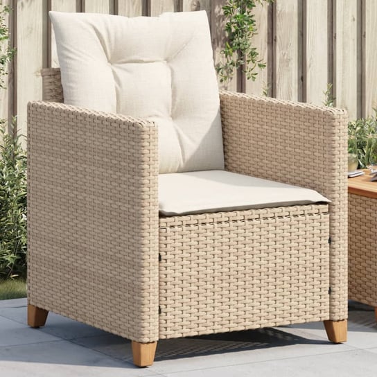 vidaXL Krzesło ogrodowe z poduszkami, beżowe, polirattan vidaXL
