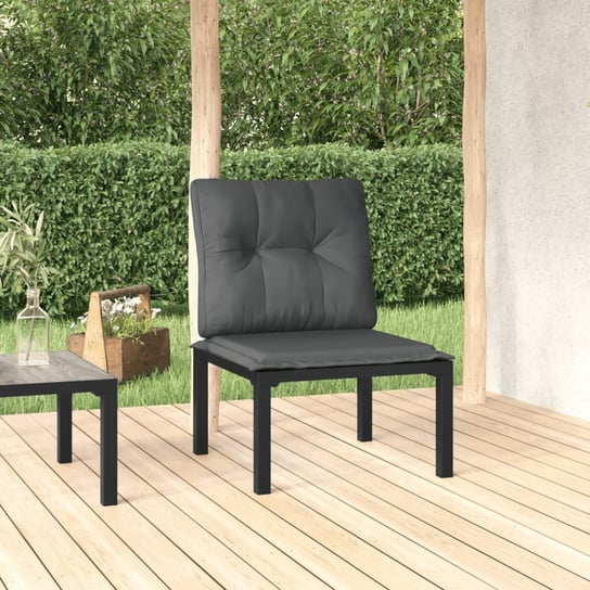 vidaXL Krzesło ogrodowe z poduszkami, czarno-szare, polirattan vidaXL