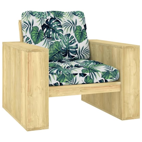 vidaXL Krzesło ogrodowe z poduszkami w liście, impregnowana sosna vidaXL