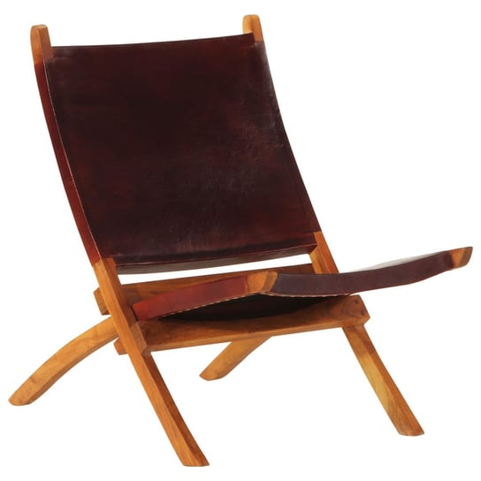 vidaXL Krzesło składane, ciemnobrązowe, skóra naturalna vidaXL