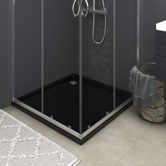 vidaXL, Kwadratowy brodzik prysznicowy, ABS, czarny, 80x80 cm vidaXL