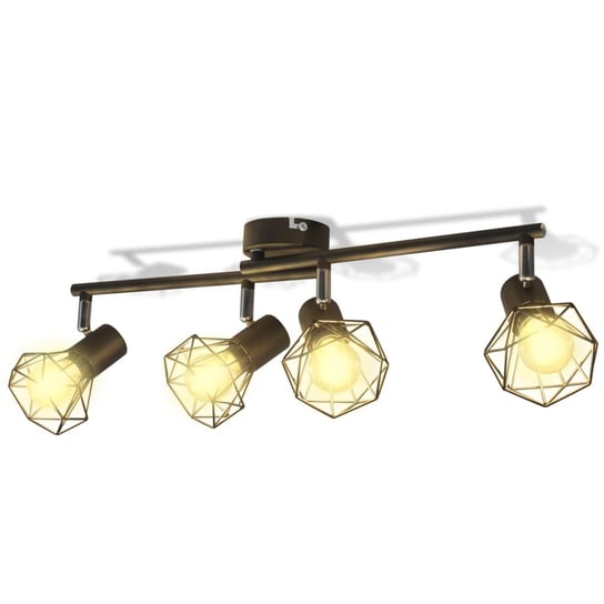 vidaXL, Lampa w industrialnym stylu z 4 reflektorami LED, czarna vidaXL