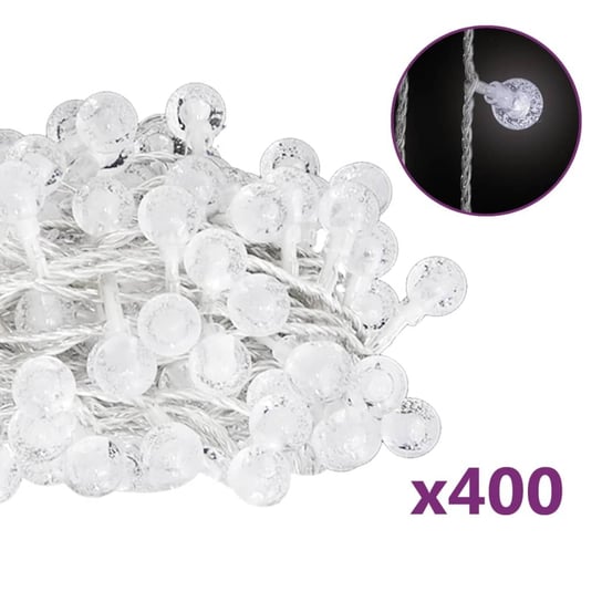 vidaXL Lampki świąteczne, 40 m, 400 diod LED, zimna biel, 8 funkcji vidaXL