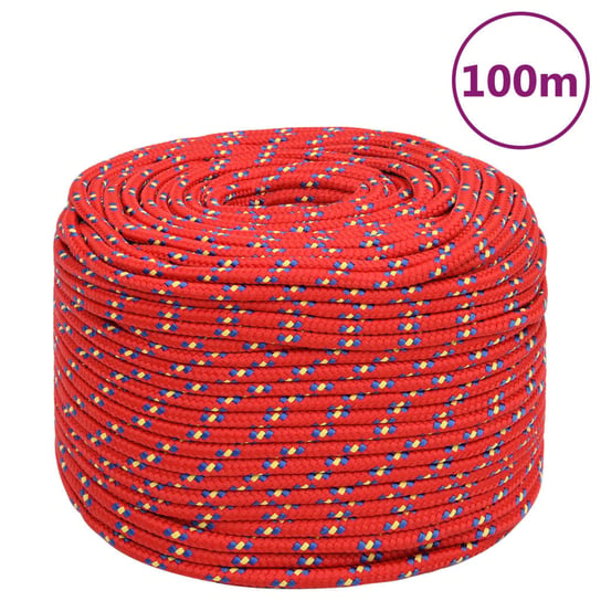 vidaXL Linka żeglarska, czerwona, 10 mm, 100 m, polipropylen vidaXL