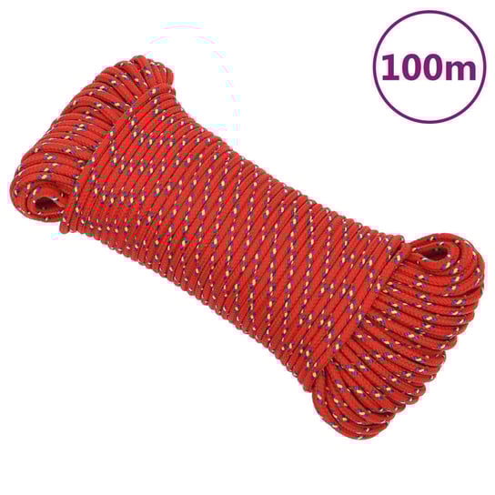 vidaXL Linka żeglarska, czerwona, 5 mm, 100 m, polipropylen vidaXL