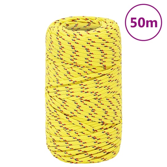 vidaXL Linka żeglarska, żółta, 2 mm, 50 m, polipropylen vidaXL