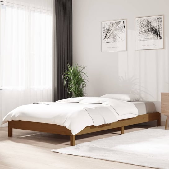 vidaXL Łóżko do sypialni sztaplowane, brązowe, 90x200 cm, lite drewno sosnowe vidaXL