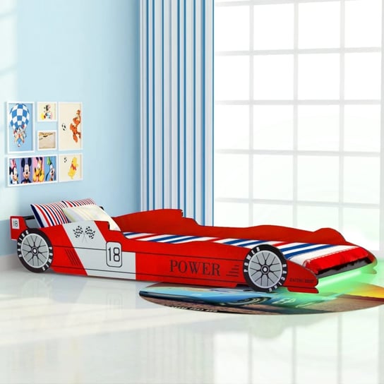 vidaXL Łóżko dziecięce w kształcie samochodu, 90 x 200 cm, czerwone vidaXL