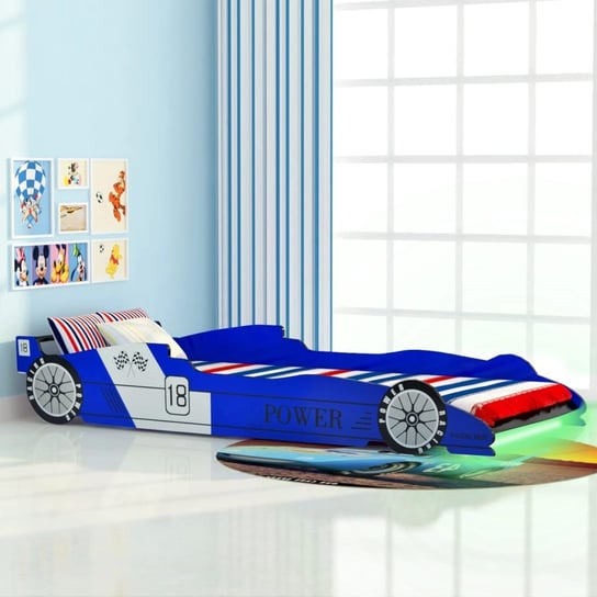 vidaXL Łóżko dziecięce w kształcie samochodu, 90 x 200 cm, niebieskie vidaXL