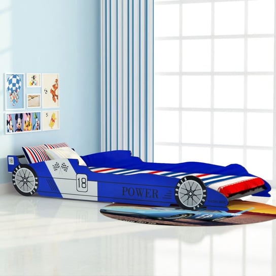 vidaXL Łóżko dziecięce w kształcie samochodu, 90x200 cm, niebieski vidaXL