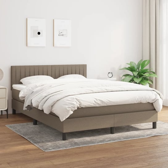 vidaXL Łóżko kontynentalne z materacem, taupe, tkanina, 140x190 cm vidaXL