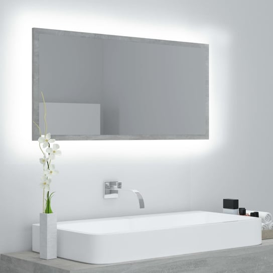 vidaXL Lustro łazienkowe LED, szarość betonu, 90x8,5x37 cm, akryl vidaXL