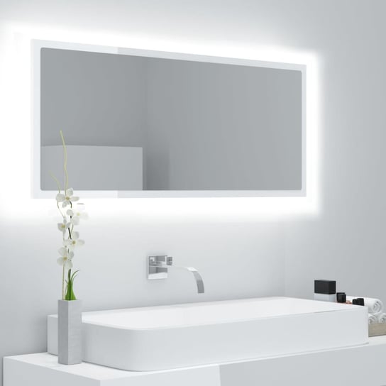 vidaXL Lustro łazienkowe LED, wysoki połysk białe, 100x8,5x37cm, akryl vidaXL