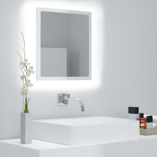 vidaXL Lustro łazienkowe LED, wysoki połysk, białe, 40x8,5x37cm, akryl vidaXL