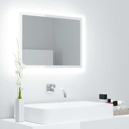 vidaXL Lustro łazienkowe LED, wysoki połysk, białe, 60x8,5x37cm, akryl vidaXL