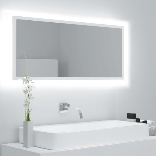 vidaXL Lustro łazienkowe z LED, białe, 100x8,5x37 cm, akryl vidaXL