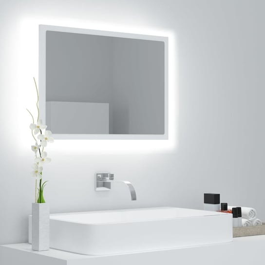vidaXL Lustro łazienkowe z LED, białe, 60x8,5x37 cm, akryl vidaXL