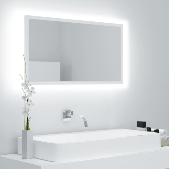 vidaXL Lustro łazienkowe z LED, białe, 80x8,5x37 cm, akryl vidaXL