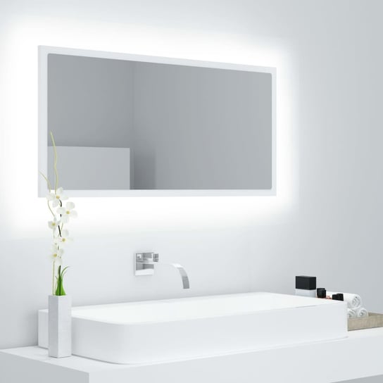 vidaXL Lustro łazienkowe z LED, białe, 90x8,5x37 cm, akryl vidaXL