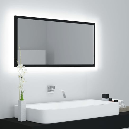 vidaXL Lustro łazienkowe z LED, czarne, 90x8,5x37 cm, akryl vidaXL