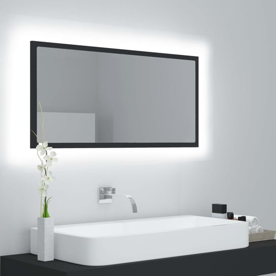 vidaXL Lustro łazienkowe z LED, szare, 90x8,5x37 cm, akryl vidaXL