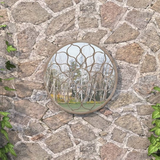 vidaXL Lustro ogrodowe, kolor piaskowy, 60x3 cm, okrągła żelazna rama vidaXL
