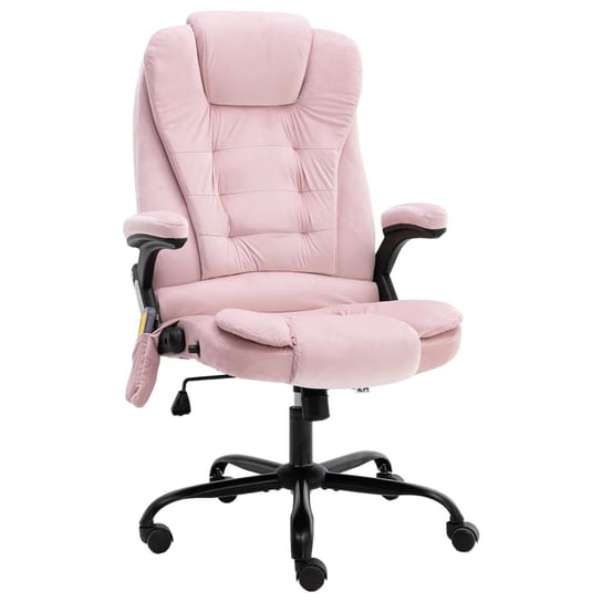 vidaXL Masujące krzesło biurowe, różowe, tapicerowane aksamitem vidaXL