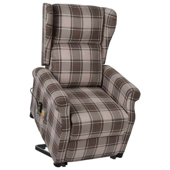 vidaXL Masujący fotel podnoszony, rozkładany, beżowy, obity tkaniną vidaXL