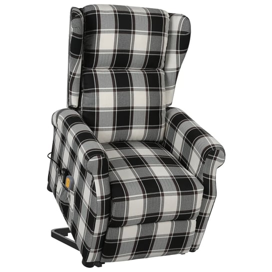 vidaXL Masujący fotel podnoszony, rozkładany, brązowo-biały, tkanina vidaXL