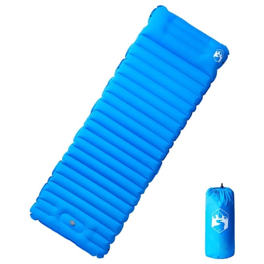 vidaXL Materac samopompujący z poduszką, 1-osobowy, niebieski vidaXL