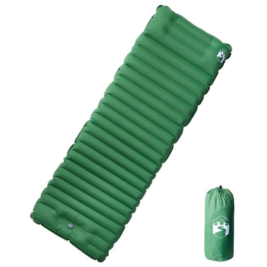 vidaXL Materac samopompujący z poduszką, 1-osobowy, zielony vidaXL