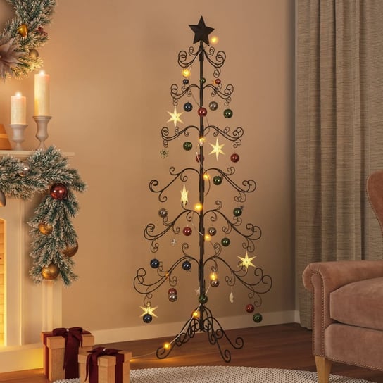 vidaXL Metalowa choinka świąteczna, do dekoracji, czarna, 180 cm vidaXL