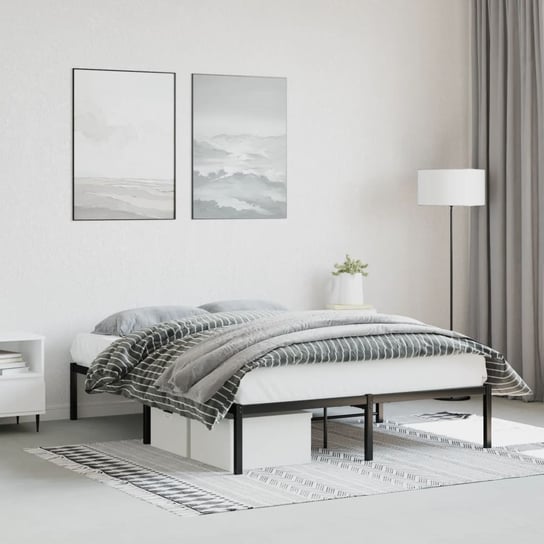 vidaXL Metalowa rama łóżka, czarna, 135x190 cm vidaXL