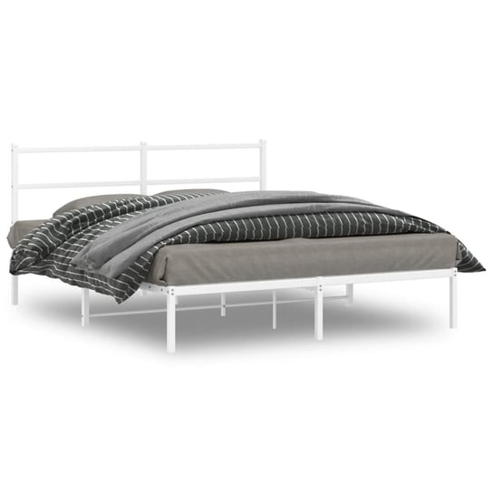 vidaXL Metalowa rama łóżka z wezgłowiem, biała, 150x200 cm vidaXL