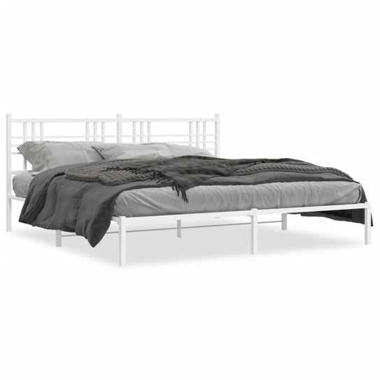 vidaXL Metalowa rama łóżka z wezgłowiem, biała, 180x200 cm vidaXL