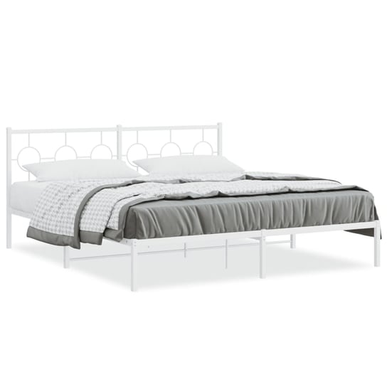 vidaXL Metalowa rama łóżka z wezgłowiem, biała, 183x213 cm vidaXL
