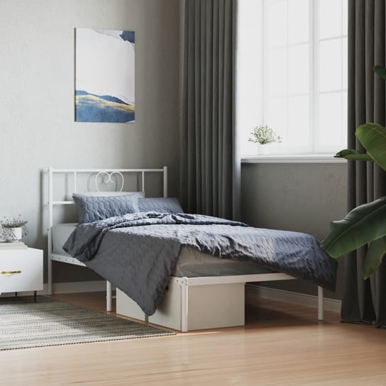 vidaXL Metalowa rama łóżka z wezgłowiem, biała, 80x200 cm vidaXL