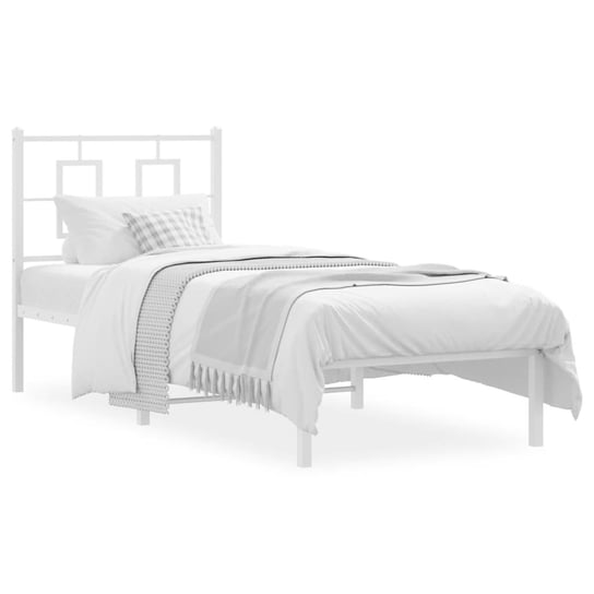 vidaXL Metalowa rama łóżka z wezgłowiem, biała, 80x200 cm vidaXL