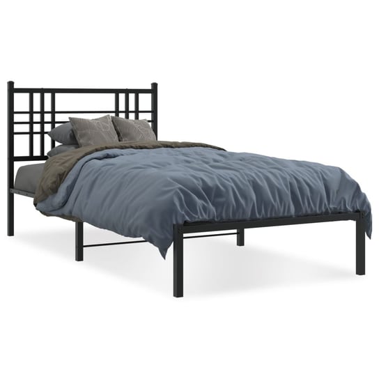 vidaXL Metalowa rama łóżka z wezgłowiem, czarna, 100x200 cm vidaXL