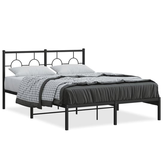 vidaXL Metalowa rama łóżka z wezgłowiem czarna, 140x200 cm vidaXL