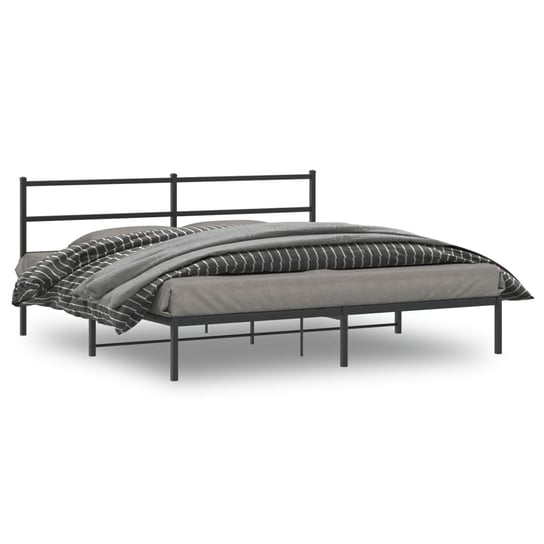 vidaXL Metalowa rama łóżka z wezgłowiem, czarna, 180x200 cm vidaXL